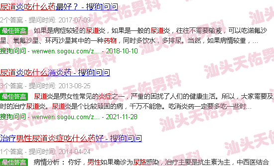 汕头男性尿路炎症吃什么药