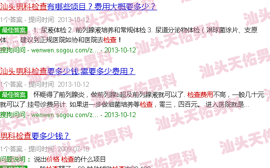 汕头男科*检查价格
