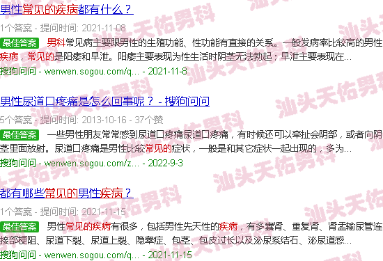 汕头常见的男科疾病