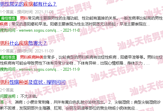 汕头男科疾病种类