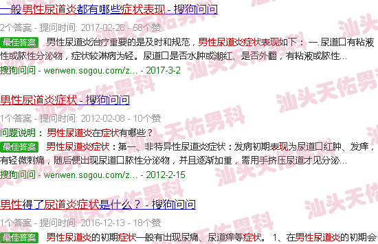 汕头男士尿道炎症状表现