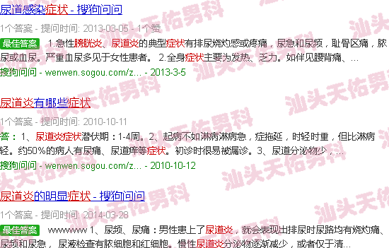汕头尿道炎膀胱炎症状图片