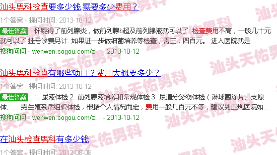 汕头男科*部检查费用
