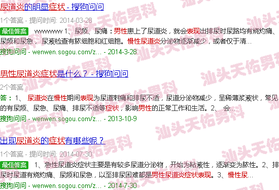 汕头男性慢性尿道炎症状表现
