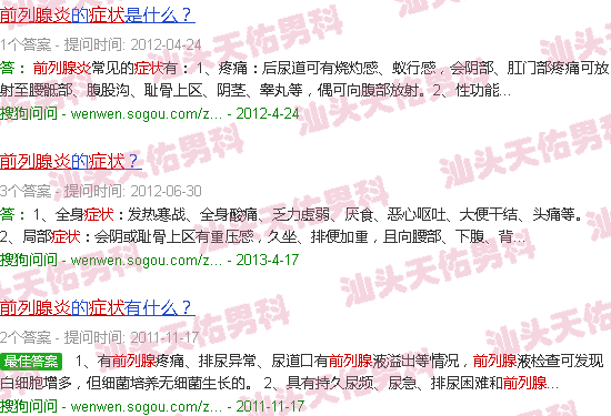 汕头关于前列腺炎症状照片